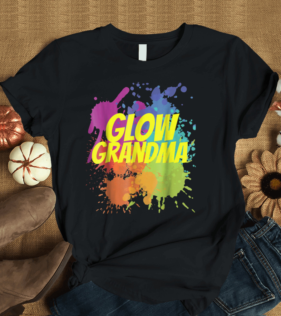 Glow Grandma Birthday Party Colorful Splatters T-Shirt