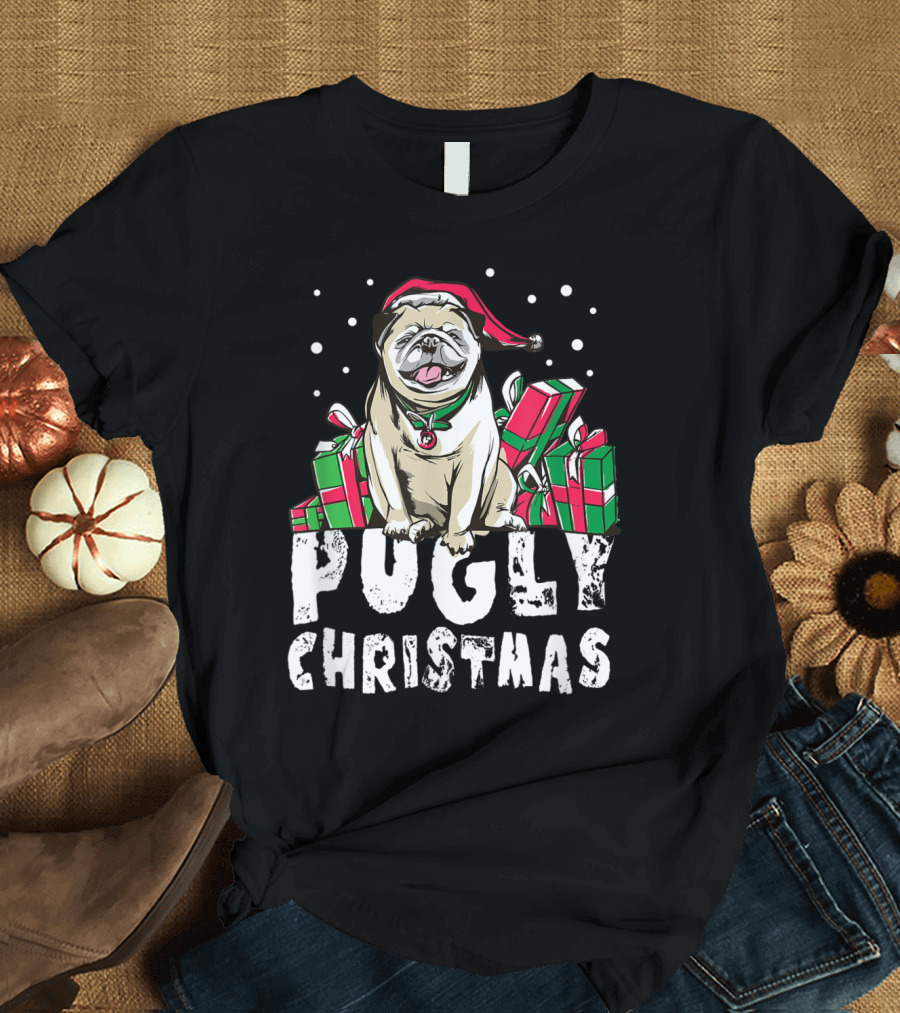 Pugly Christmas Pug Dog Funny X Mas Presents T-Shirt