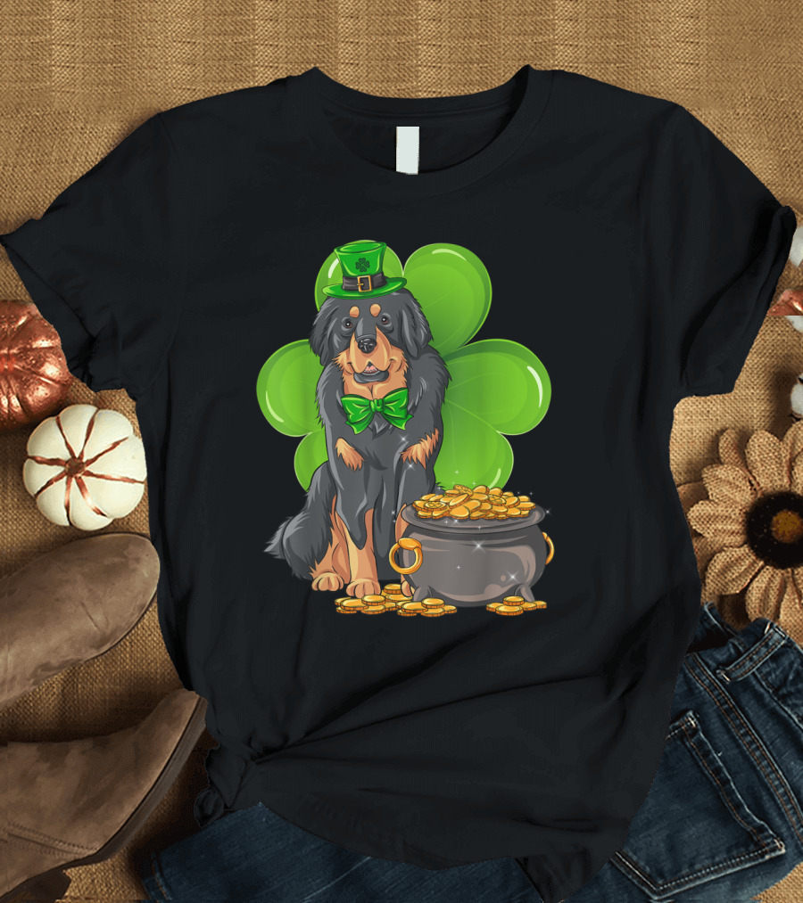 Tibetan Mastiff Leprechaun St Patricks Day Clover Coin Pot T-Shirt