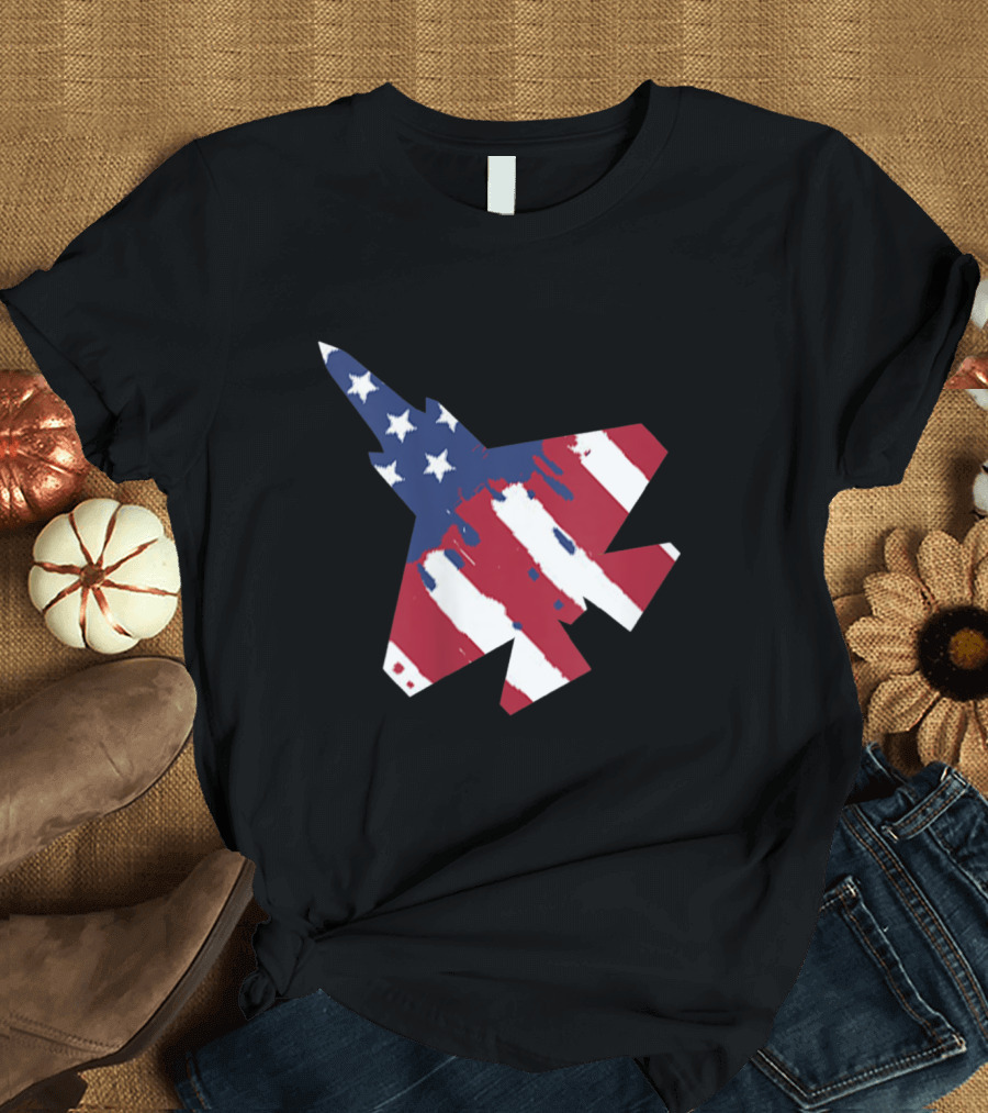 F 35 Lightning American Flag Jet Military Aircraft T-Shirt