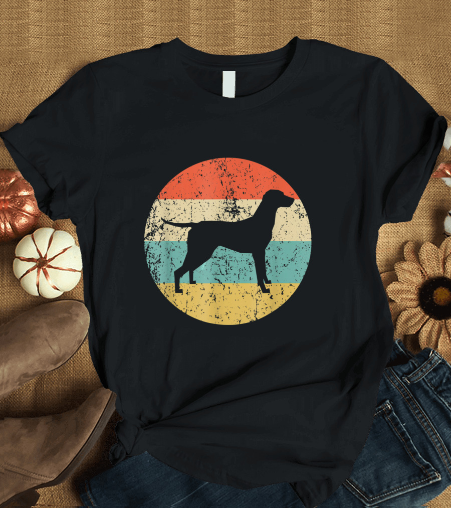 Vintage Vizsla Dog Silhouette Retro Stripes T-Shirt