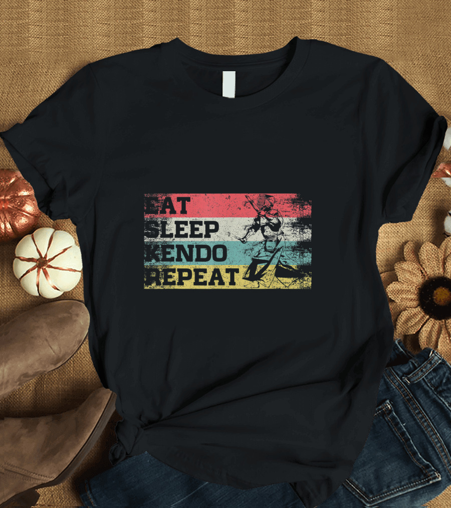 Eat Sleep Kendo Repeat Vintage Funny Martial T-Shirt