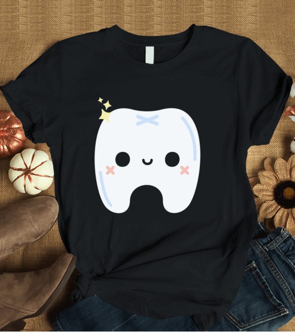 T-Shirt: Cute Tooth Kawaii Happy Face Emoji T-Shirt Cute Tooth Kawaii Happy Face Emoji T-Shirt