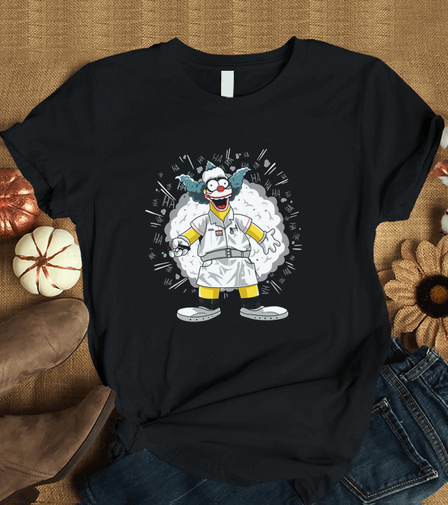 Nurse Krusty Ha Ha Clown in Nurse Outfit with Syringe T-Shirt