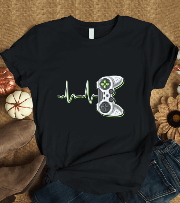 T-Shirt: Video Gamer Heartbeat Game Controller T-Shirt Video Gamer Heartbeat Game Controller T-Shirt