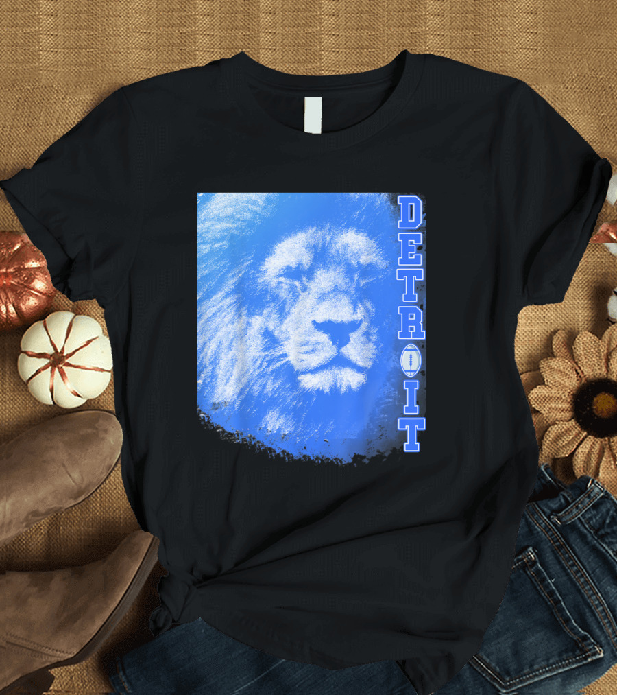 Detroit Vintage Football Blue Lion Roar T-Shirt