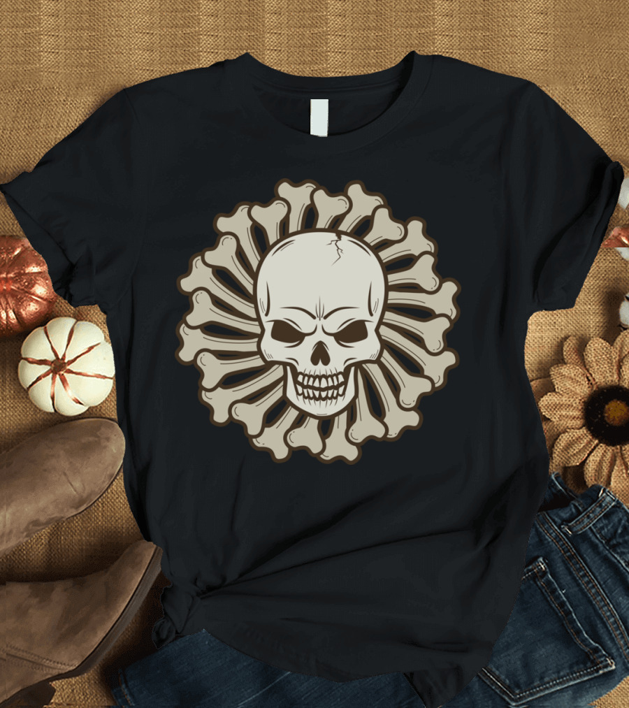 Angry Skull with Bone Radiance T-Shirt