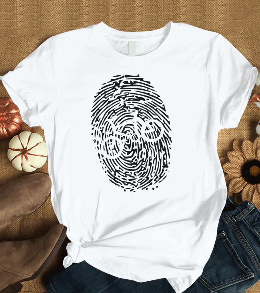 Biker's Fingerprint Bicycle Imprint T-Shirt