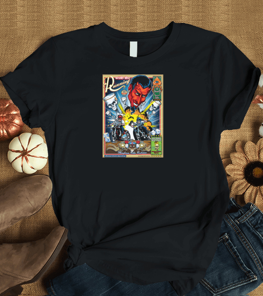 Running with the Devil Ace of Spades Explosive Motorcycle Adventure T-Shirt