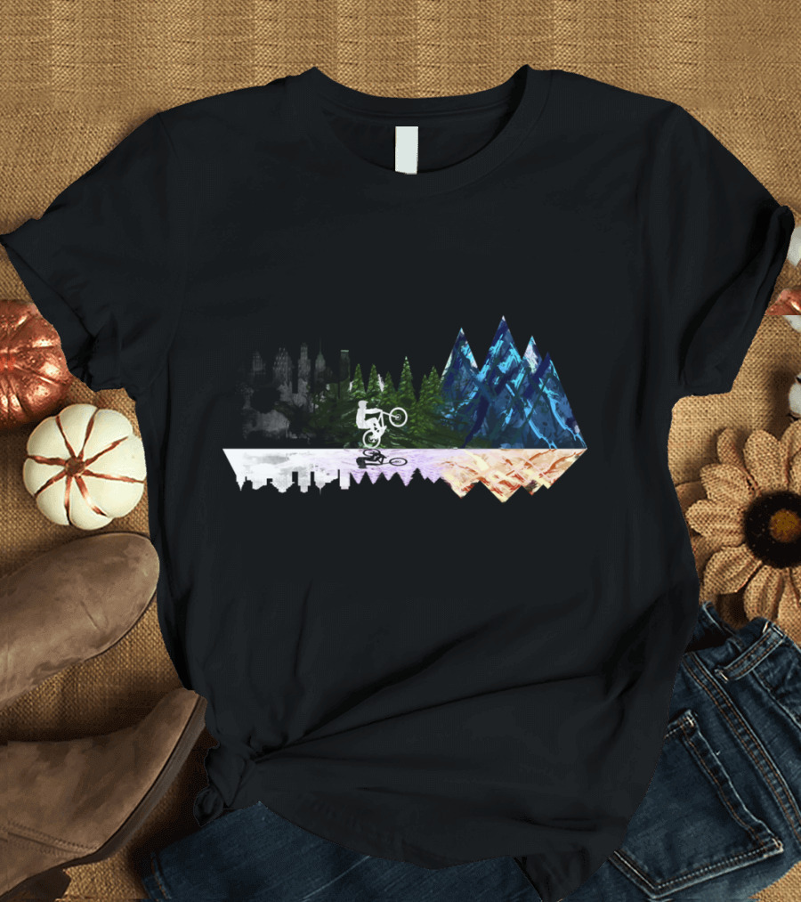 City to Nature Cycling Adventure Across Mountains and Forests T-Shirt