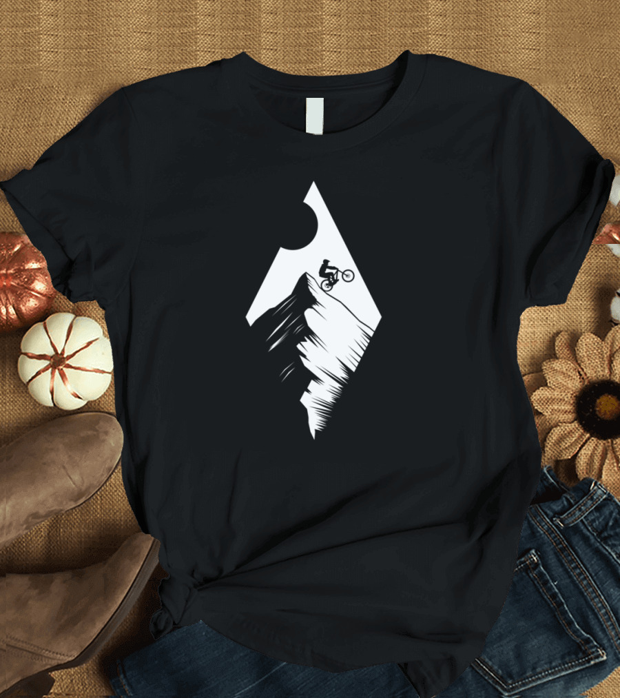 MTB Black Sun Mountain Biking Adventure Emblem T-Shirt
