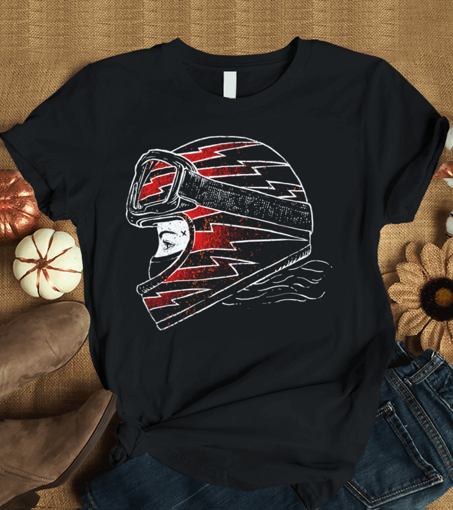 Thunder Girl Vintage Motorcycle Helmet with Lightning Bolts T-Shirt