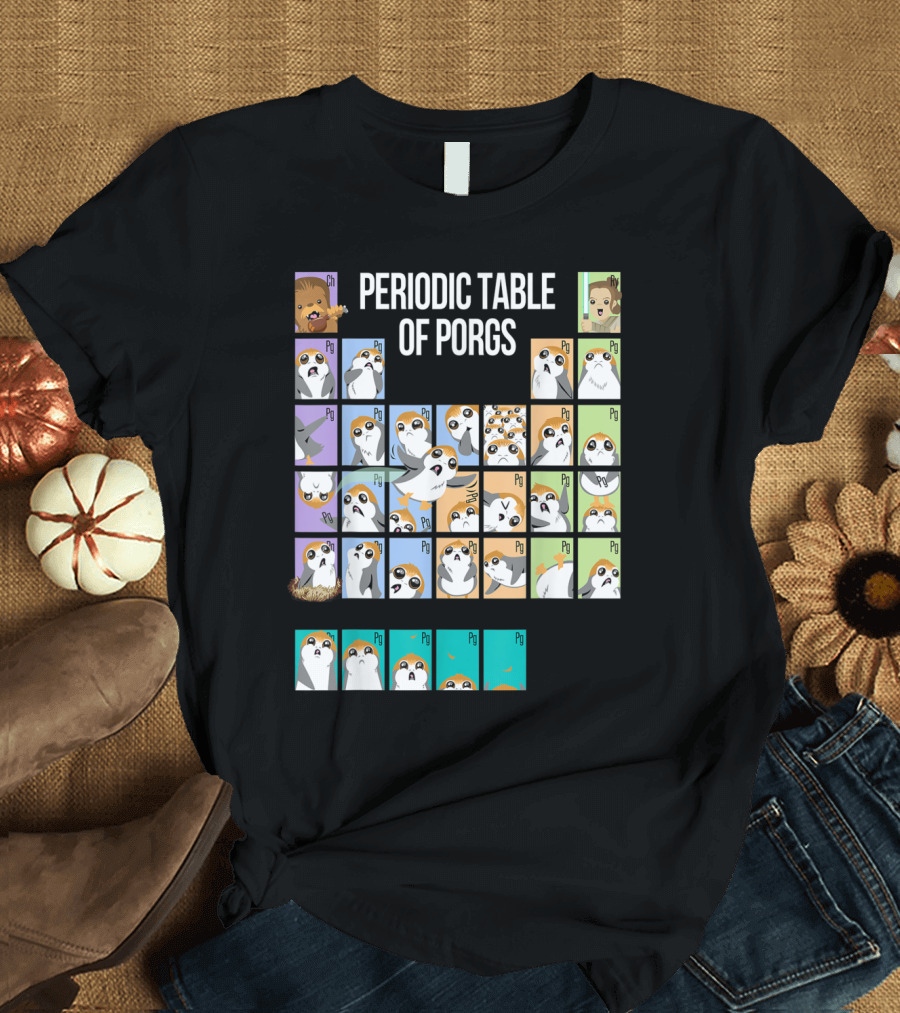 Periodic Table Of Porgs Star Wars Cute Character Grid T-Shirt
