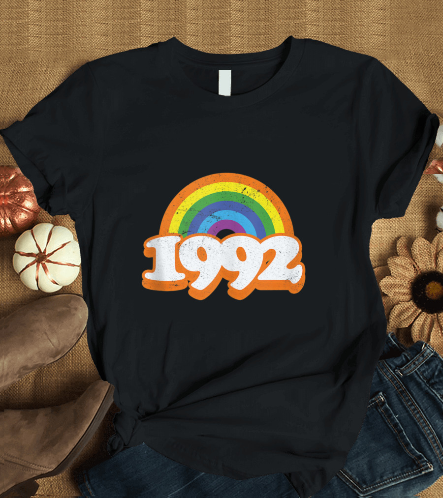 Vintage Rainbow 1992 Reunion College High School Class of 92 T-Shirt