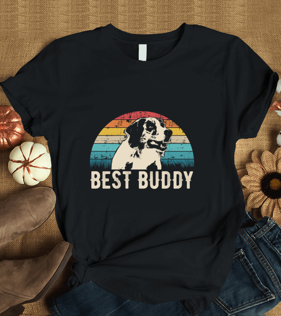 Best Buddy Australian Shepherd Vintage Rainbow Stripes T-Shirt