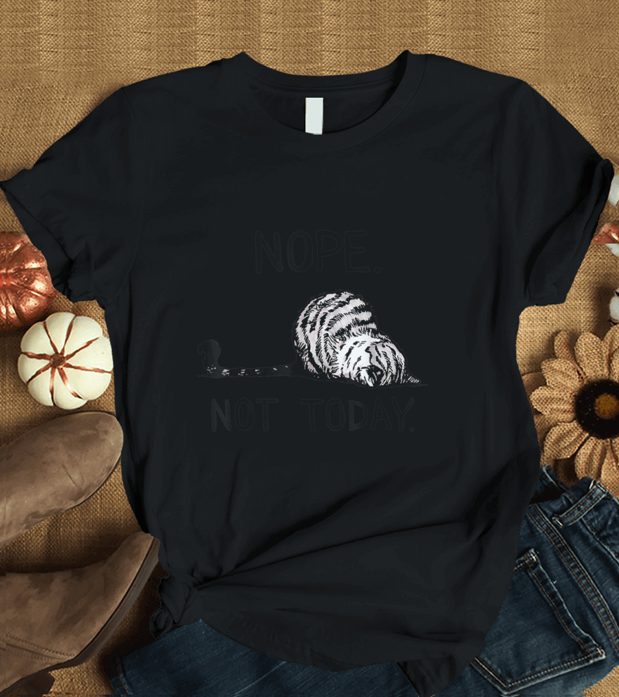 NOPE NOT TODAY CAT BLACK AND WHITE SLEEPY STRIPED FELINE T-Shirt
