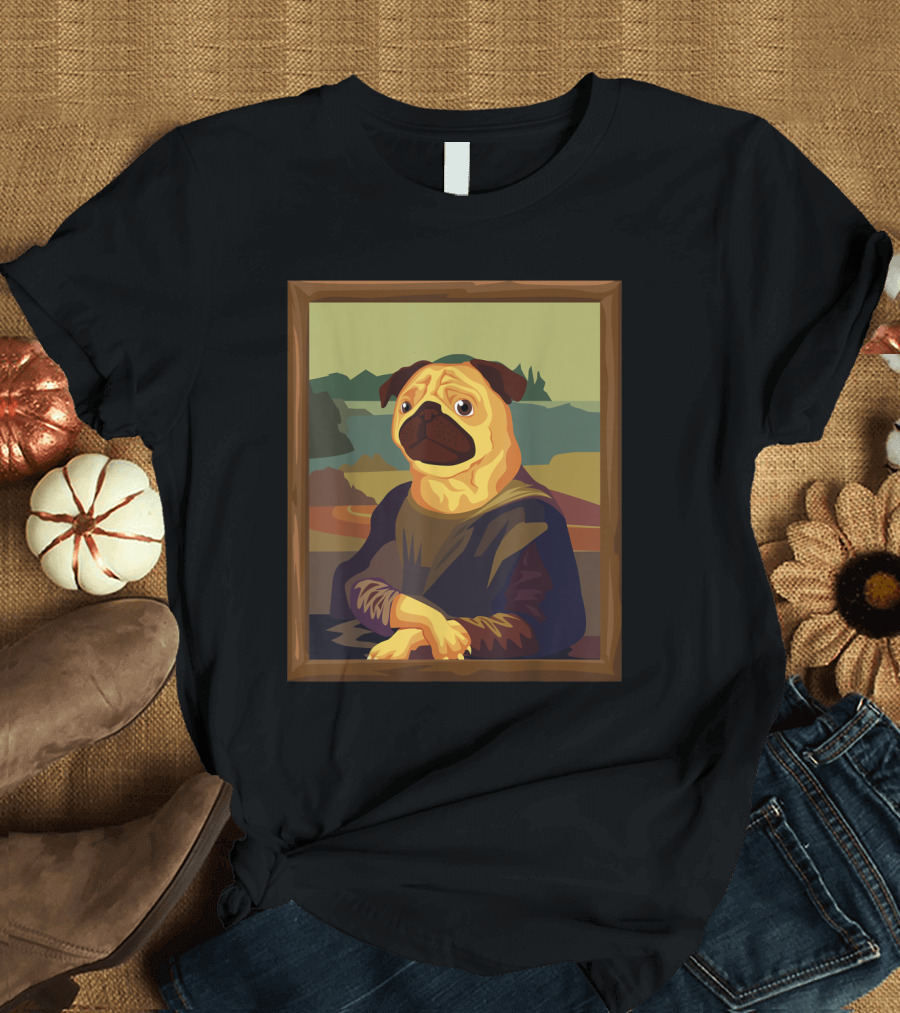 Funny Mona Lisa Pug T-Shirt