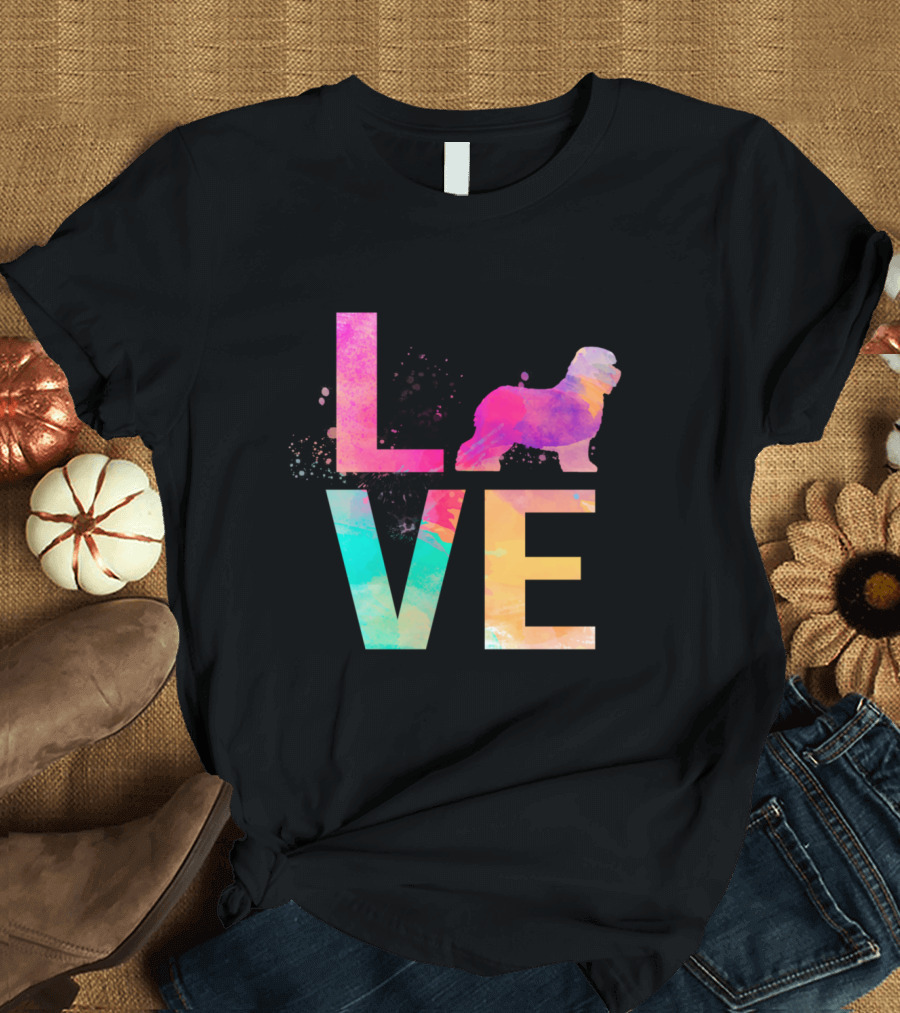 Colorful Love Old English Sheepdog Mom T-Shirt
