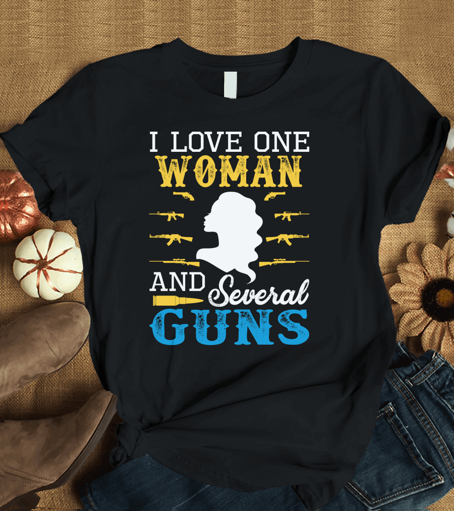 I Love One Woman Silhouette and Several Guns Iconic T-Shirt