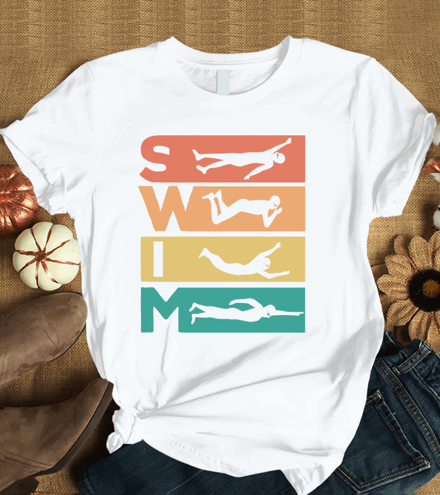 Retro Vintage Swim Dive Stroke for Swimmers T-Shirt