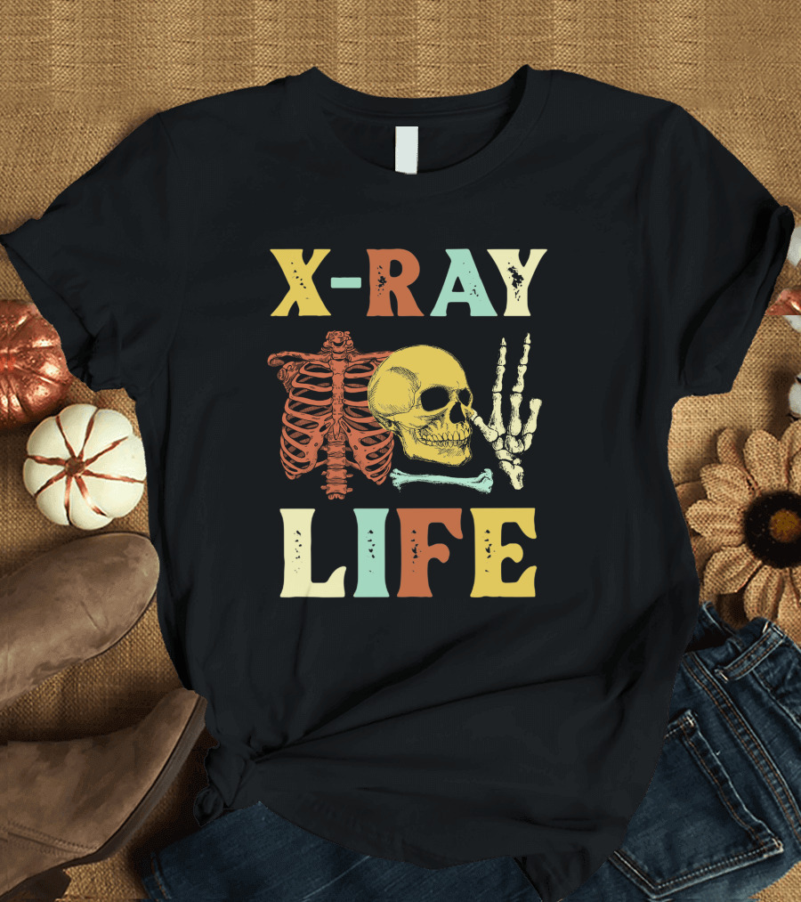 X-Ray Skeleton Skull Ribcage Bone Life T-Shirt