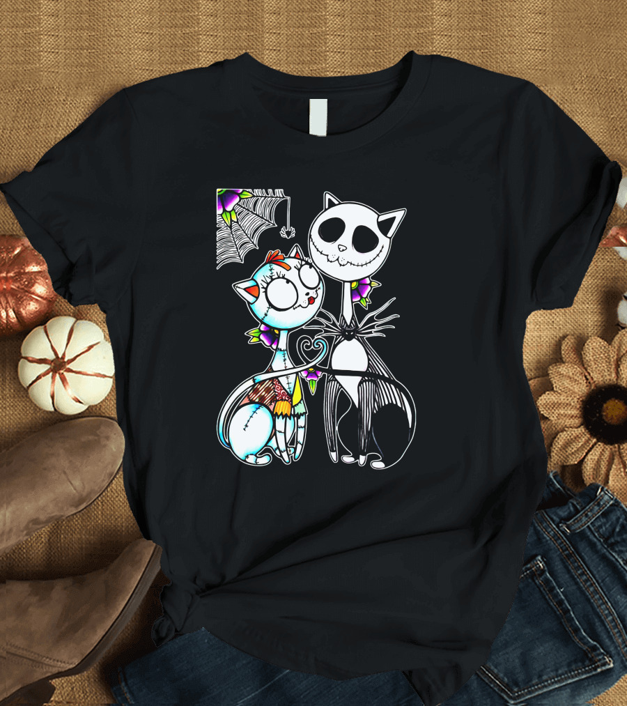 Cat Mix Classic Skeleton Cat Ghost Jack Skellington Sally Inspired T-Shirt