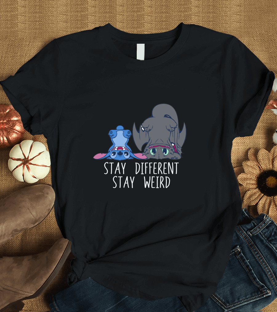 Stitch Toothless Stay Different Stay Weird T-Shirt