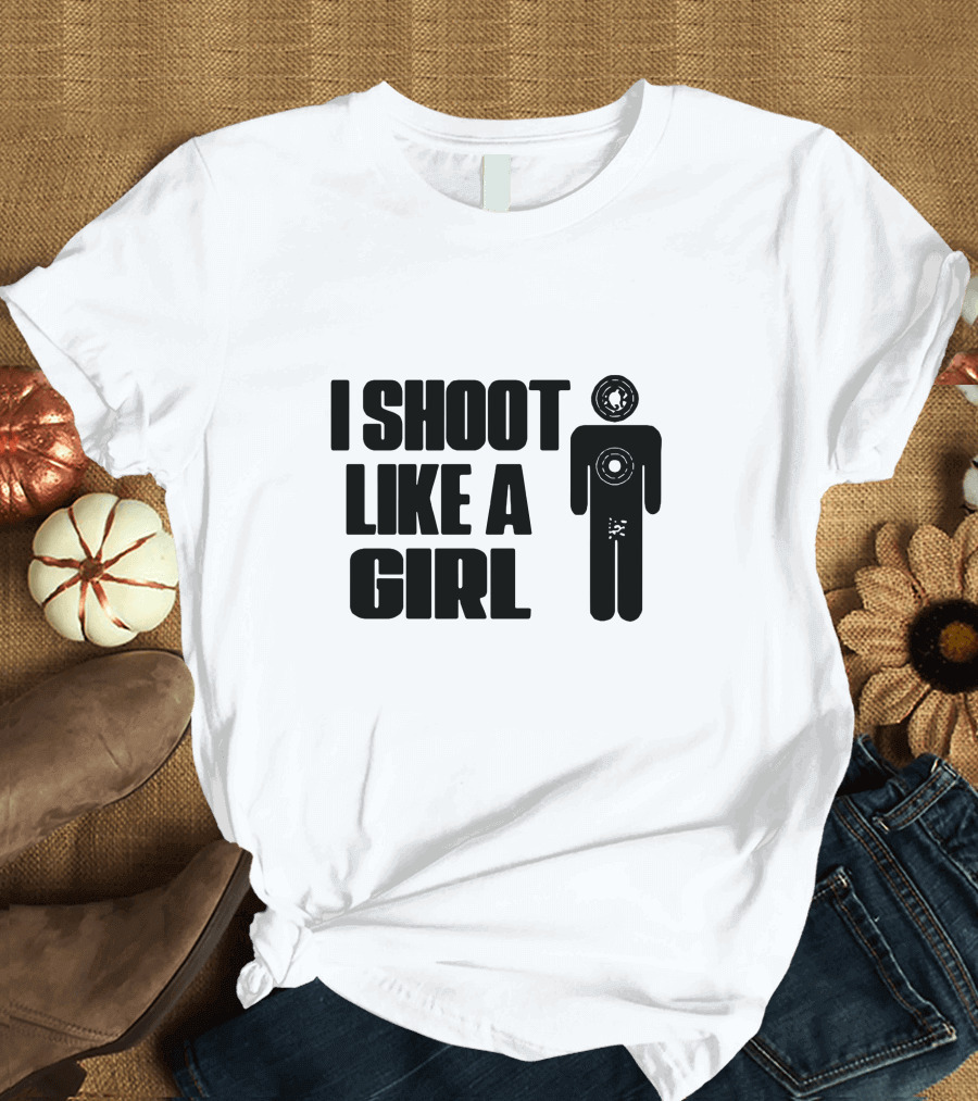 I Shoot Like A Girl Target Practice Stick Figure T-Shirt