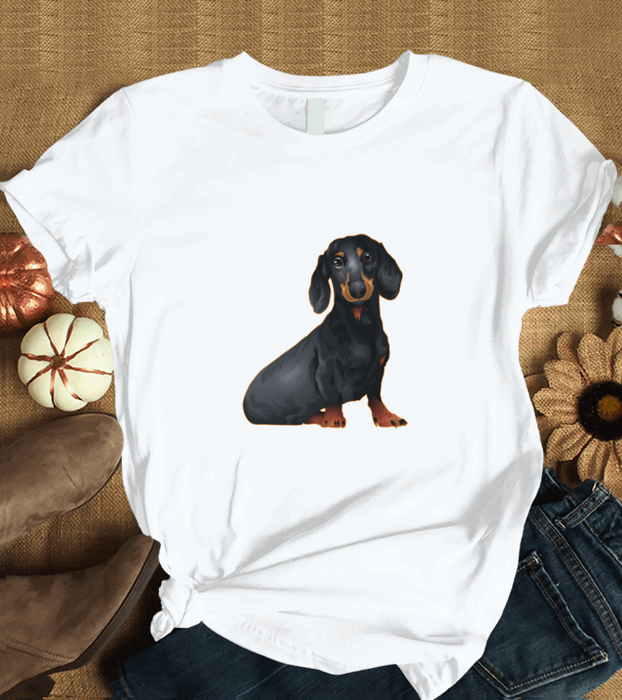 Dachshund Puppy Illustration Realistic Black and Tan Magic T-Shirt