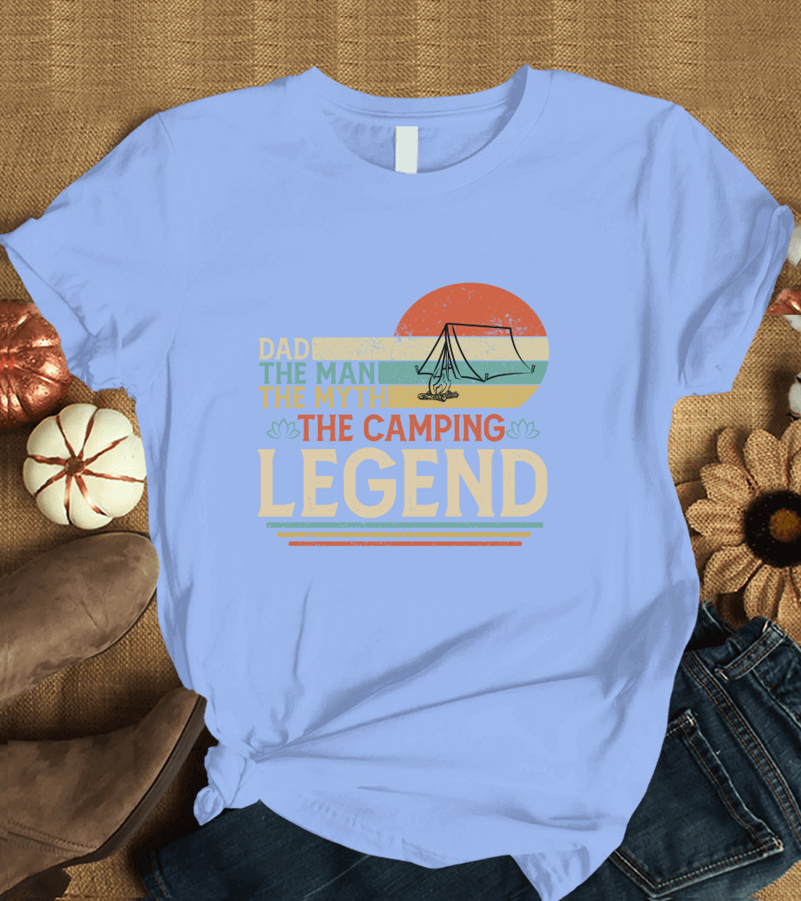 Dad The Man The Myth The Camping Legend Retro Tent T-Shirt