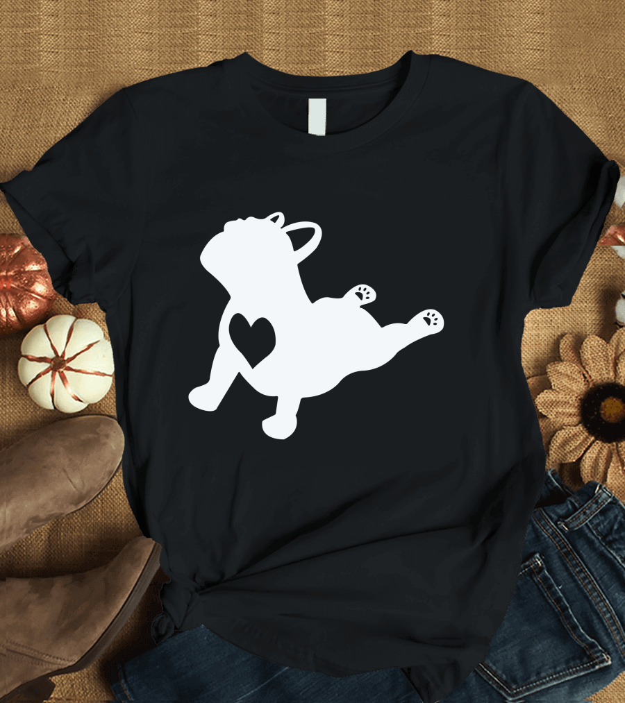French Bulldog Heart Yoga Pose Frenchie Workout Love T-Shirt