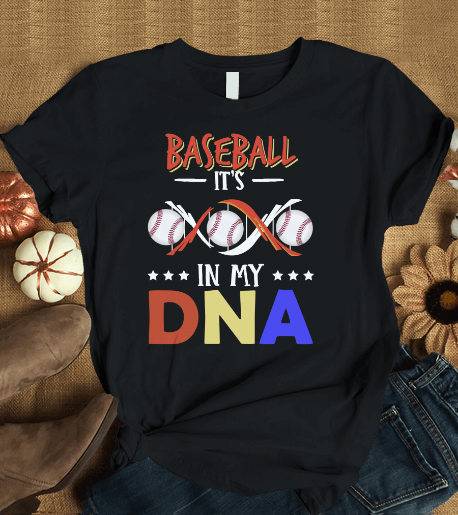 BASEBALL IT'S IN MY DNA WITH BASEBALLS AND DNA STRAND T-Shirt