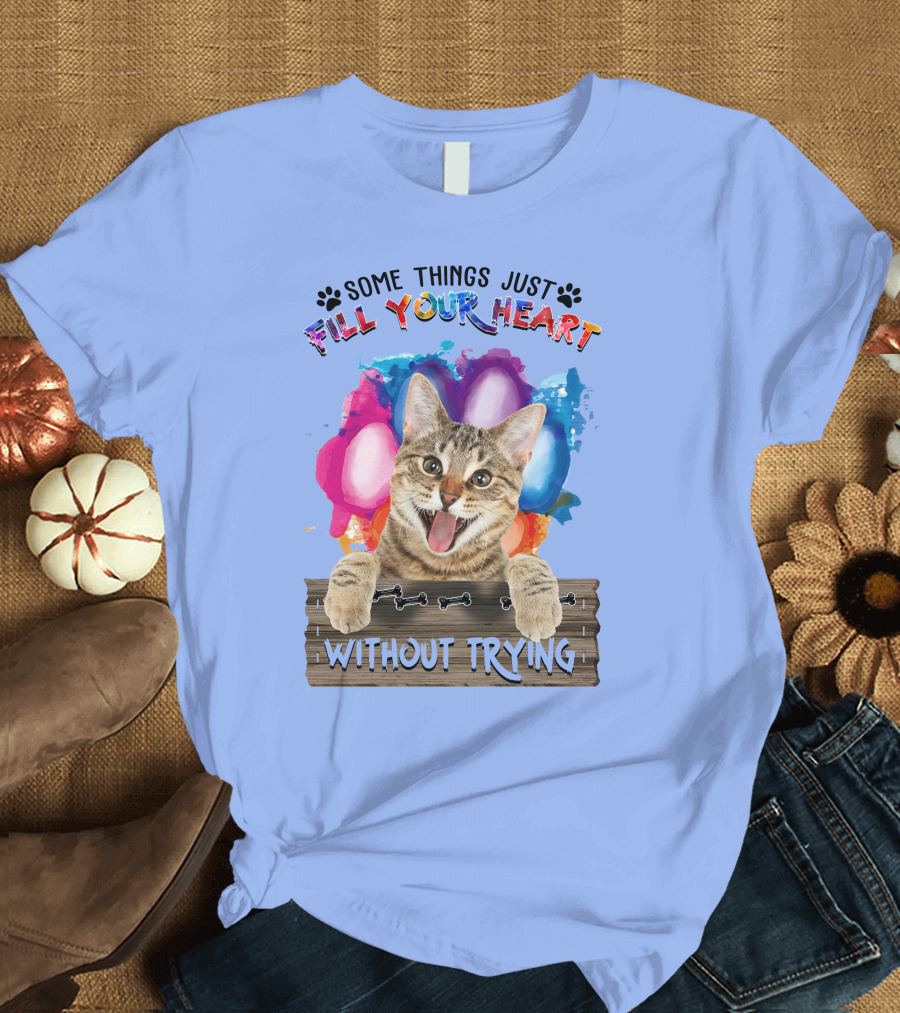 Some Things Just Fill Your Heart Without Trying Cat and Colorful Balloons T-Shirt