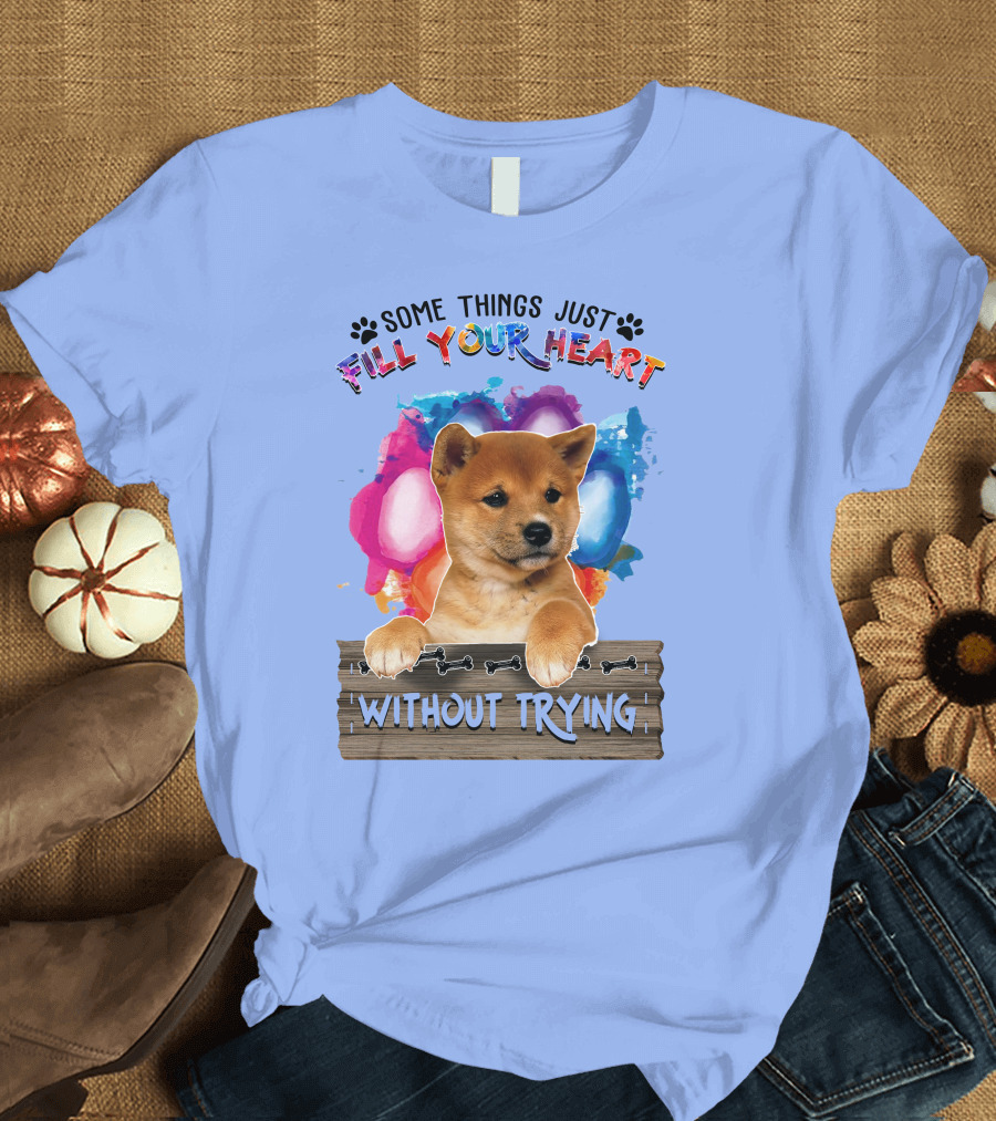 RD Golden Some Things Just Fill Your Heart Without Trying Puppy Background T-Shirt