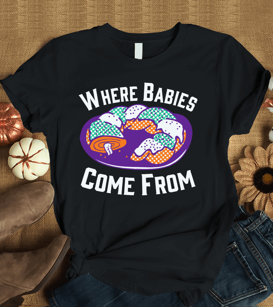 Where Babies Come From King Cake with Baby Decoration T-Shirt