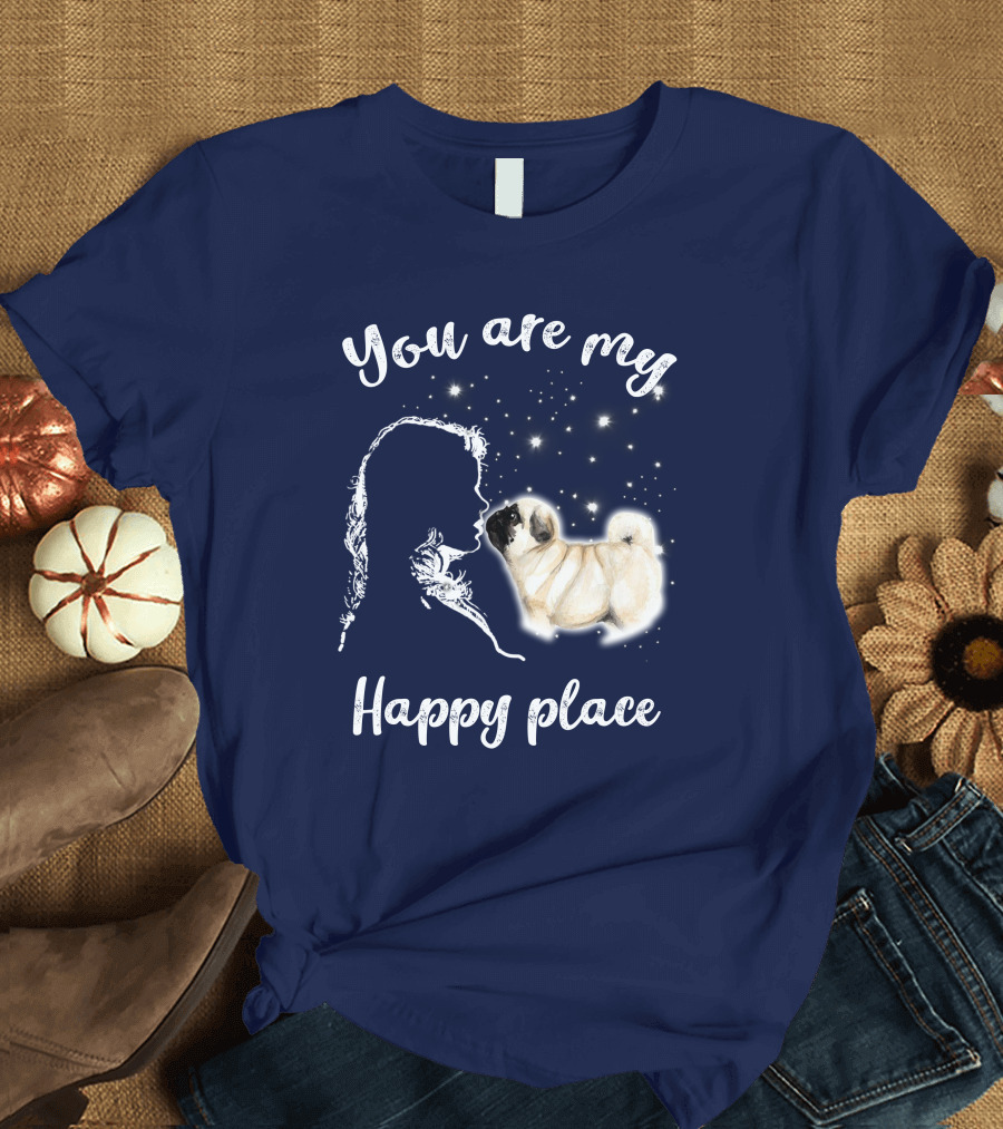 You Are My Happy Place RD Pug Silhouette and Stars T-Shirt
