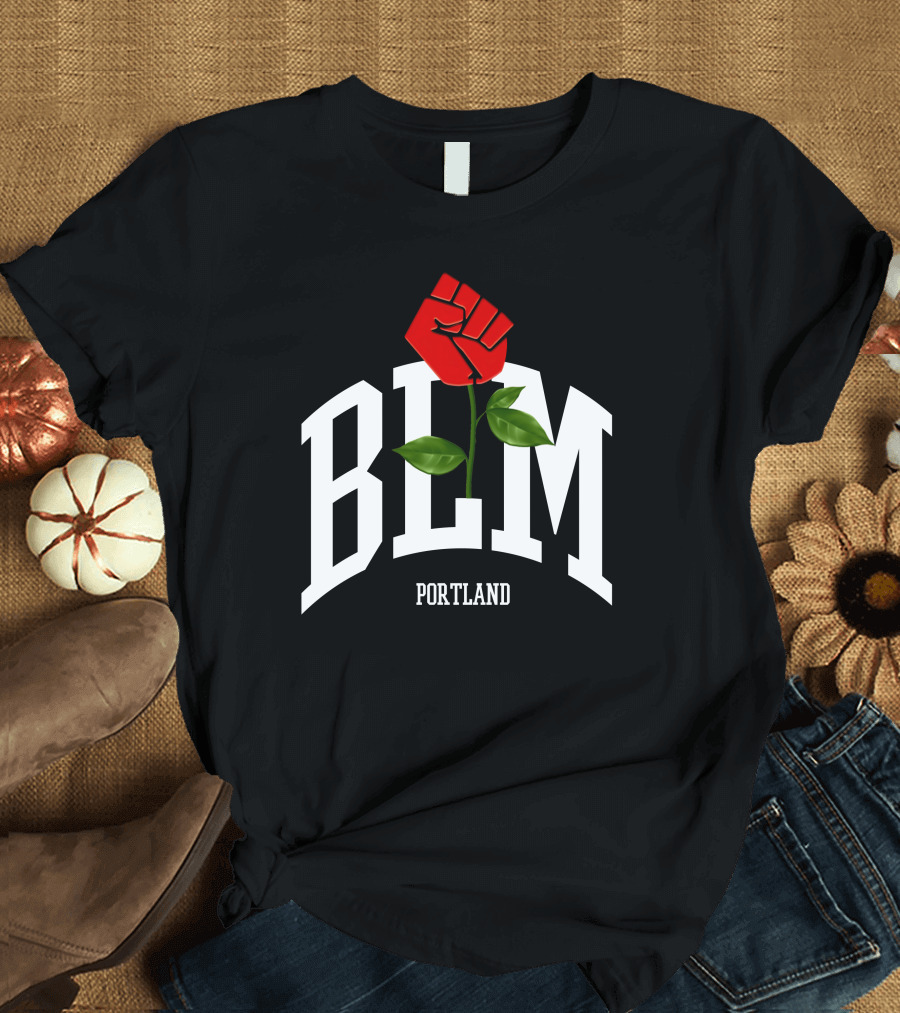BLM Portland Red Fist Flower Emblem T-Shirt