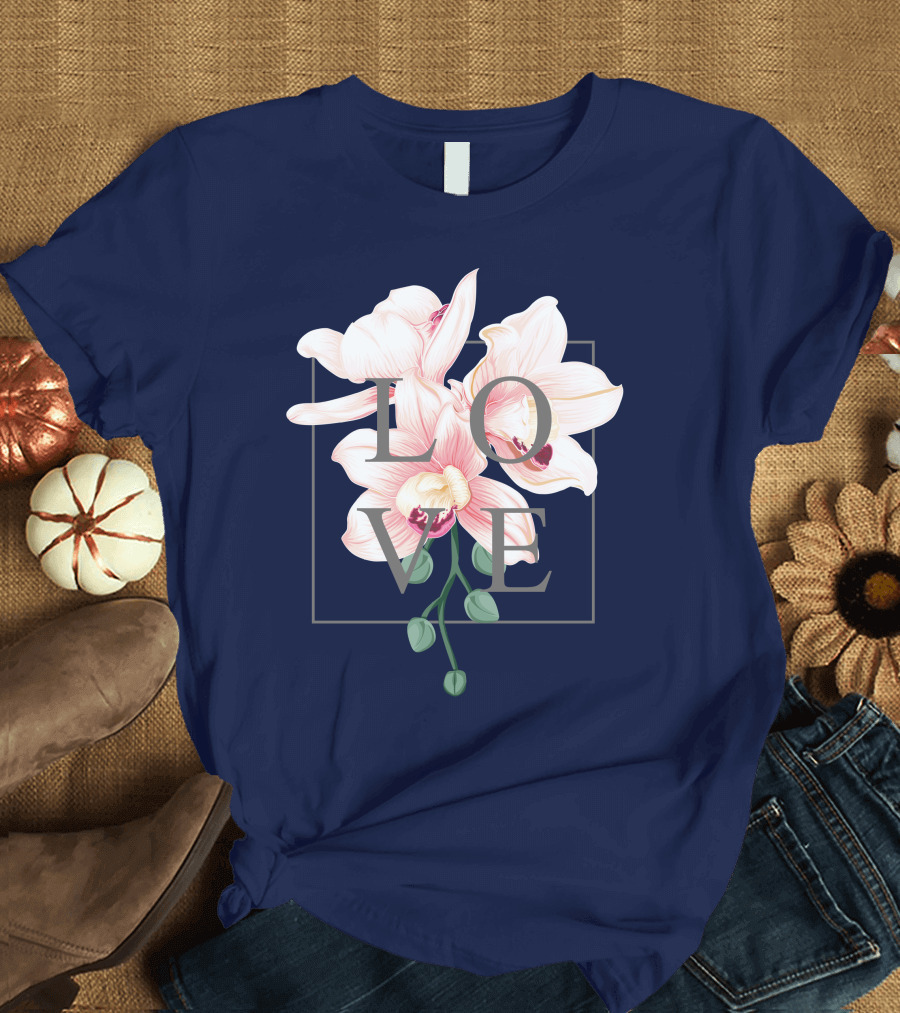 LOVE Minimalist Orchid Blooms T-Shirt