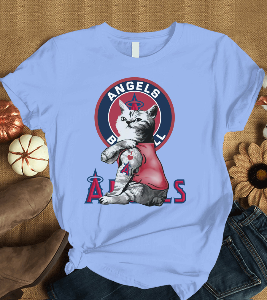 Angels Baseball Cat Tattoos Los Angeles T-Shirt