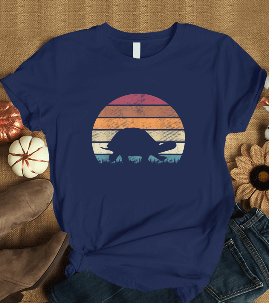 Skip the Straw Save a Sea Turtle Vintage Tortoise Sunset T-Shirt