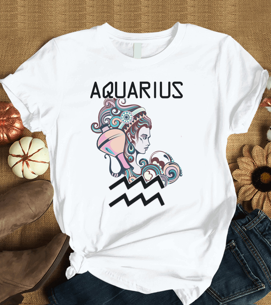 Aquarius Zodiac Art Nouveau Water Bearer T-Shirt