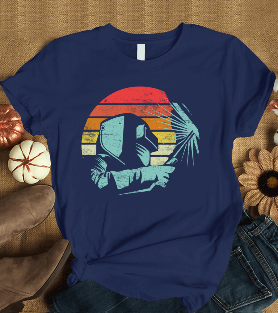 Welder Vintage Welding Helmet Retro Sunset T-Shirt