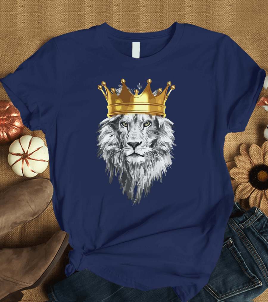 Regal Lion with Golden Crown Power King Majesty T-Shirt