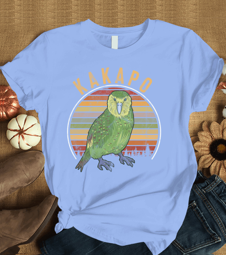 Vintage Kakapo Parrot Retro Stripes T-Shirt