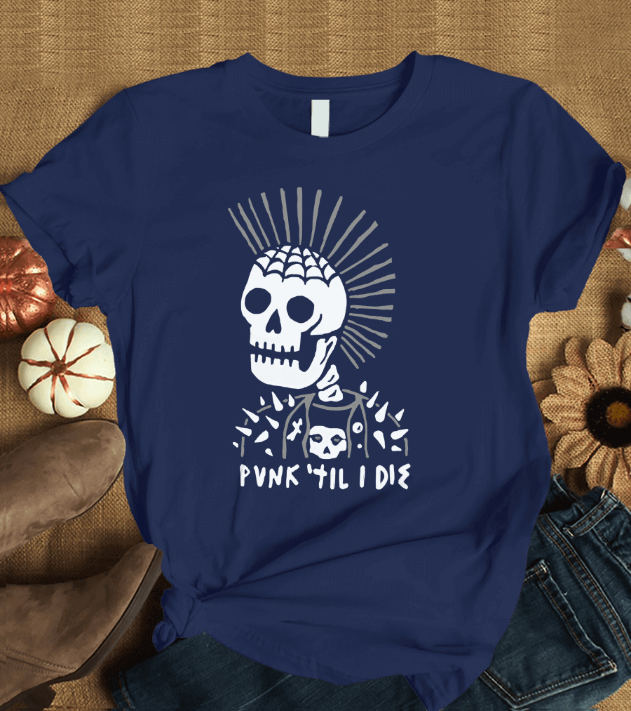 Punk 'Til I Die Skeleton Mohawk Spiked Jacket T-Shirt