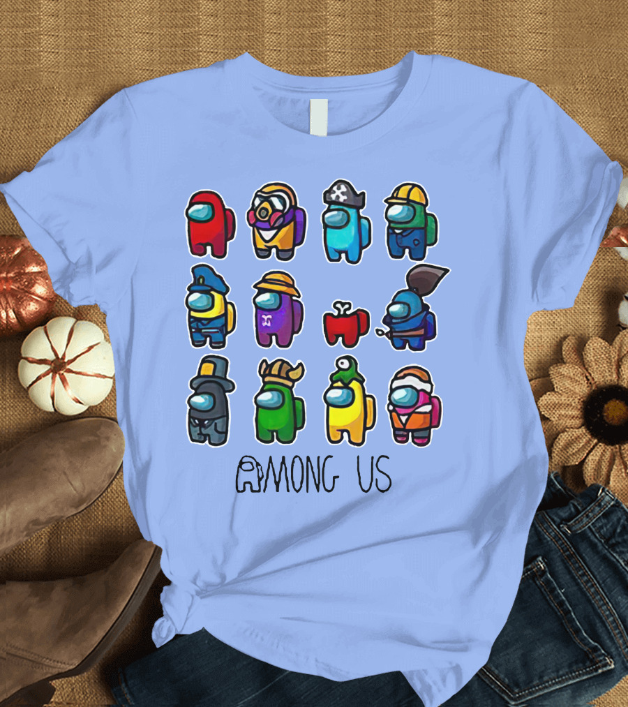 Among Us Characters with Hats and Costumes Gaming Fun T-Shirt