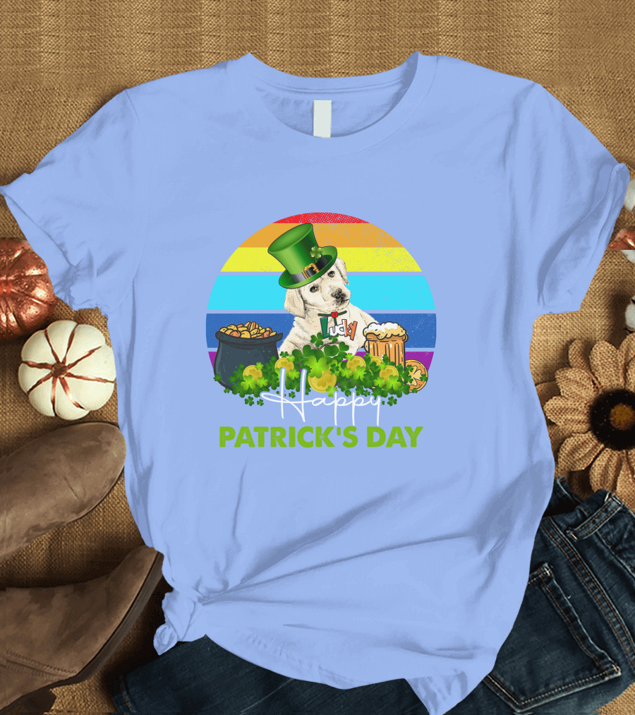 RD Lucky Cavalier Dog St Patrick's Day Labrador Retriever Shamrock Hat Rainbow T-Shirt