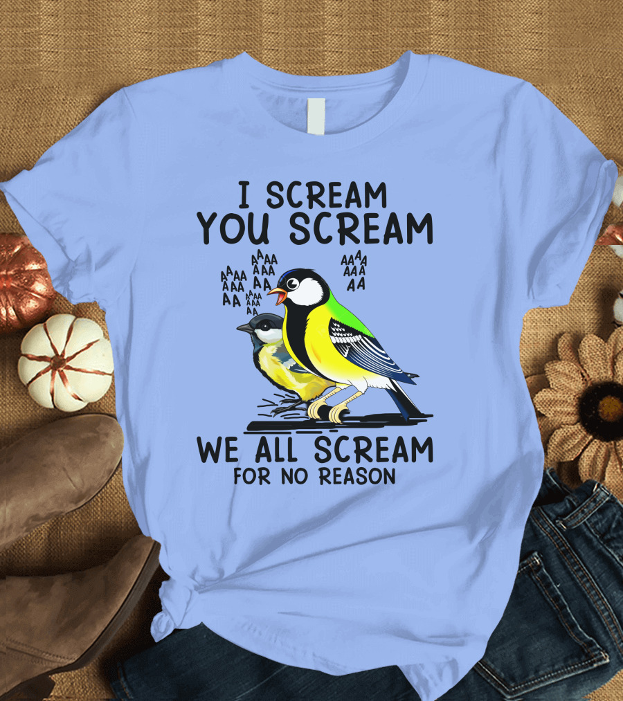 I Scream You Scream We All Scream Birds Theme AAAAAAAA For No Reason T-Shirt