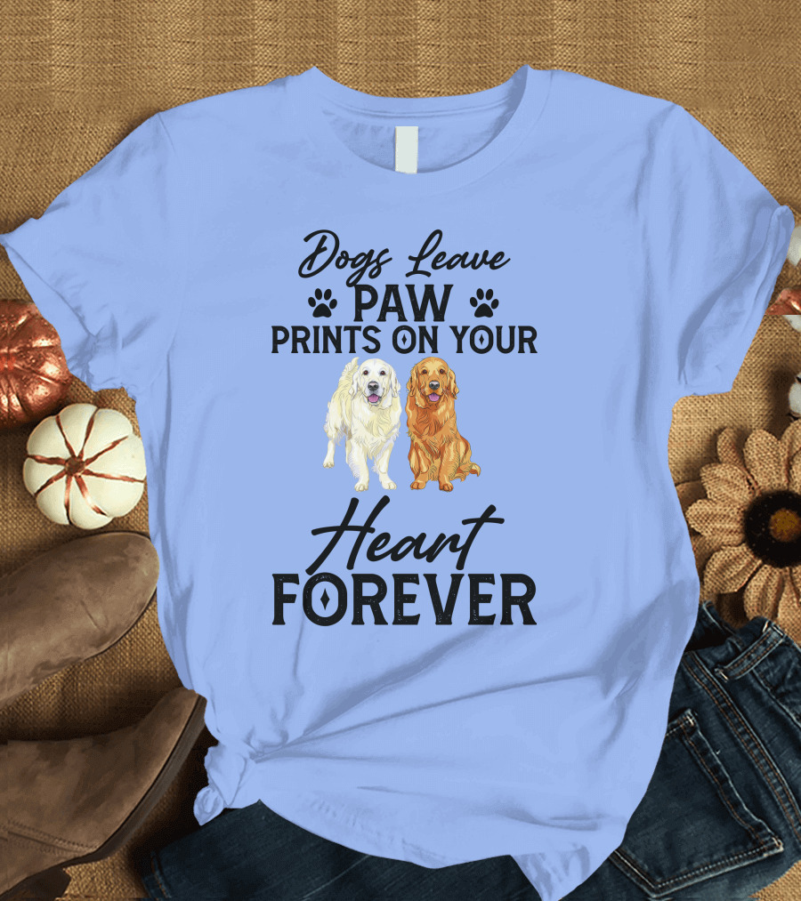 Dogs Leave Paw Prints on Your Heart Forever Golden Retriever Classic T-Shirt