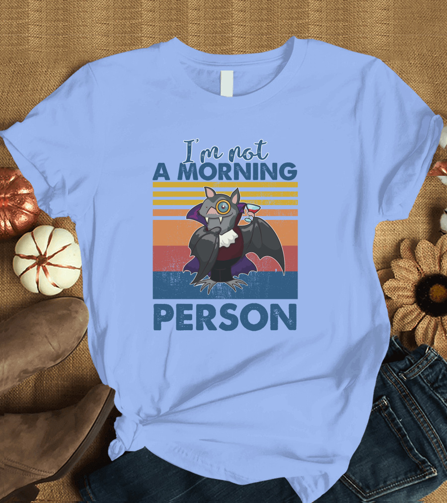 I'm Not A Morning Person Bat Retro Stripes rd T-Shirt